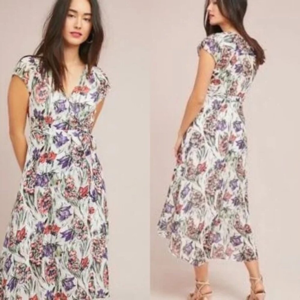 Maeve | Anthropologie | Flora Faux Wrap Midi Dress